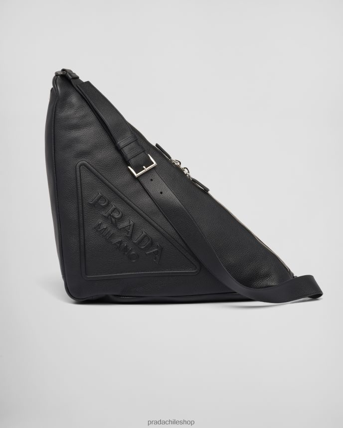 bolso triangular grande de piel hombres 6PH66B2036 Prada bolsas negro