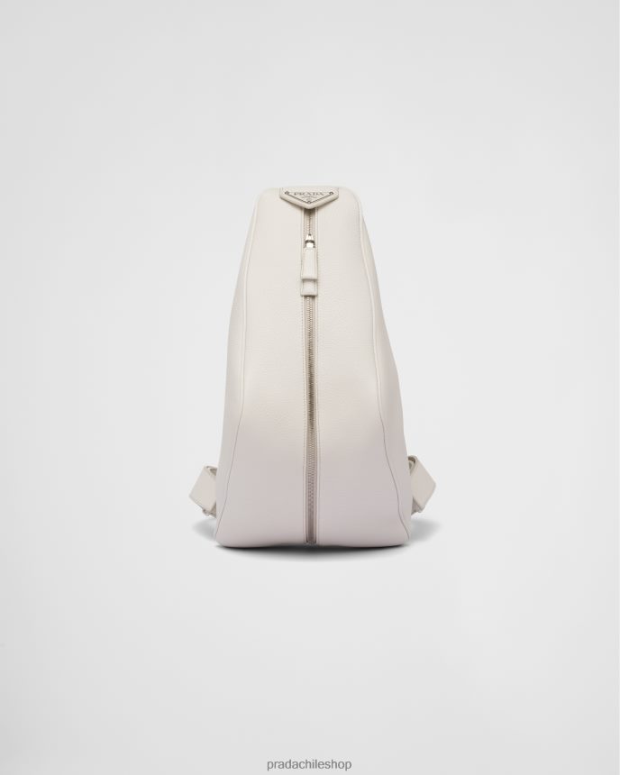 mochila de cuero hombres 6PH66B2034 Prada bolsas blanco tiza