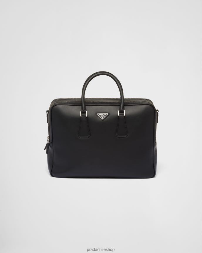 maletín de cuero hombres 6PH66B2029 Prada bolsas negro