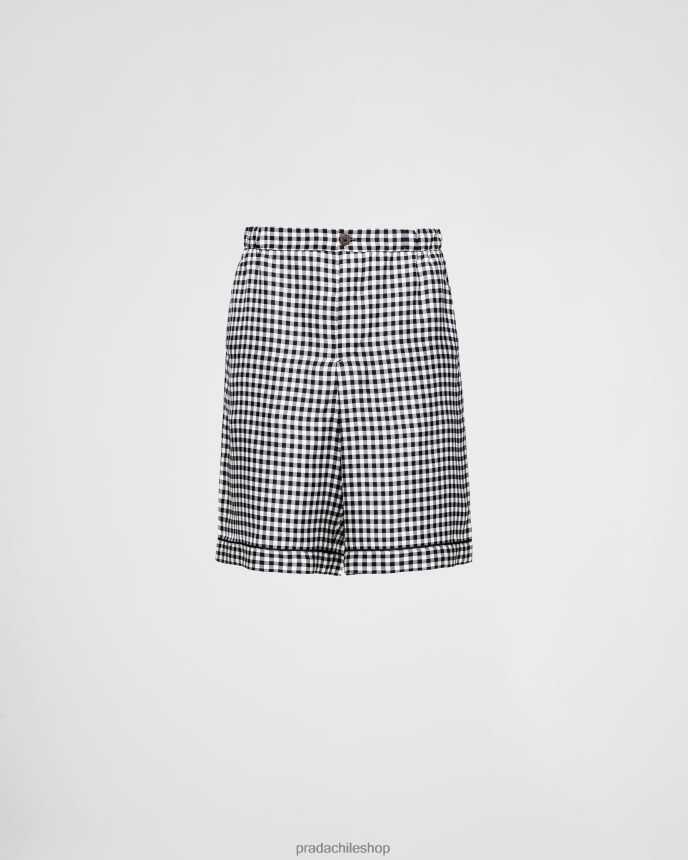 bermudas de seda mujer 6PH66B1701 Prada vestir blanco negro