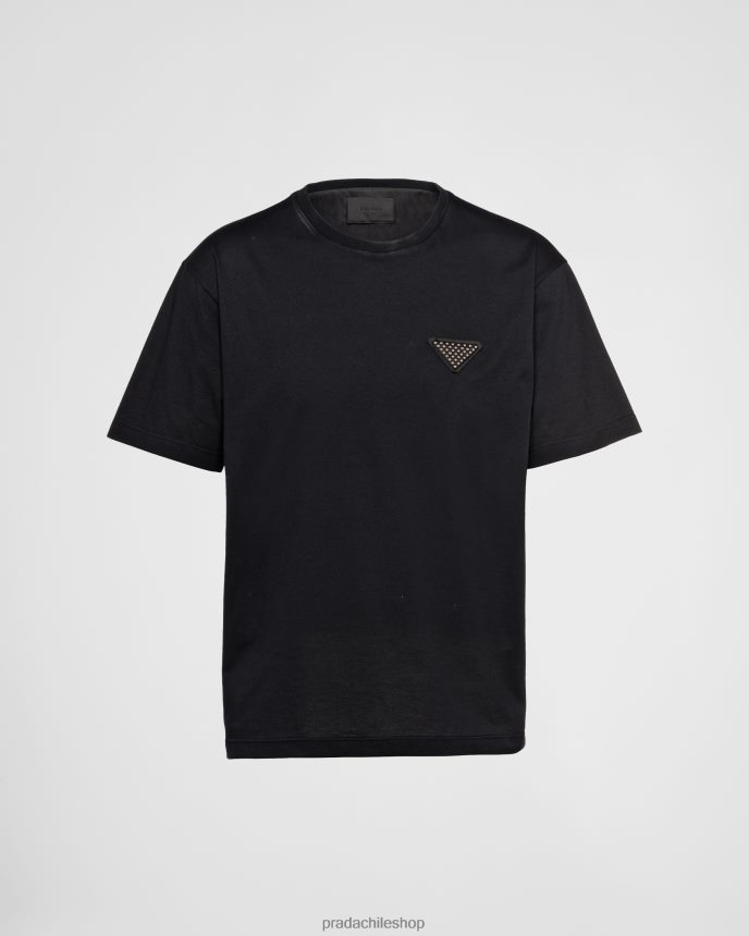 Camiseta de algodón hombres 6PH66B1830 Prada vestir negro