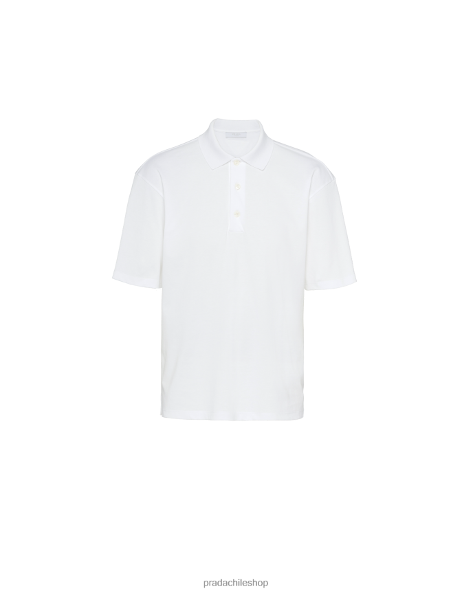 polo de algodón hombres 6PH66B1961 Prada vestir blanco