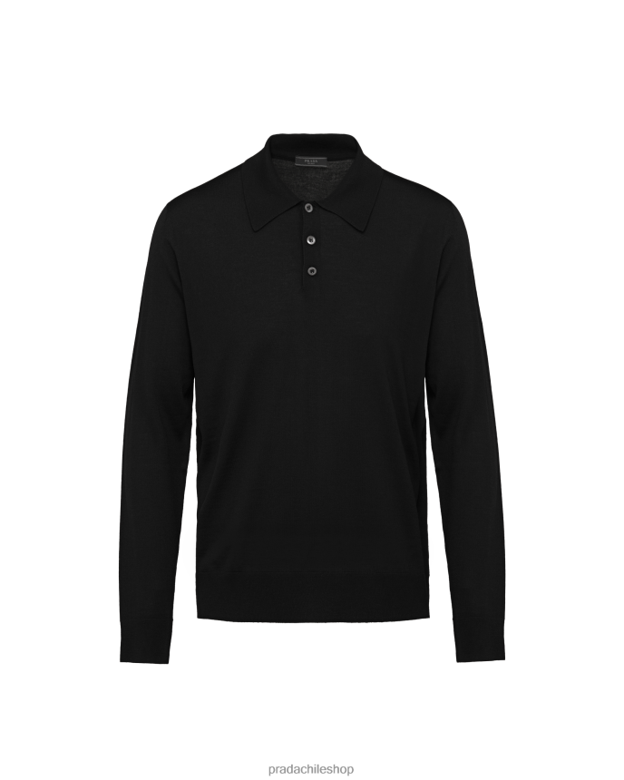 polo de lana peinada hombres 6PH66B1925 Prada vestir negro