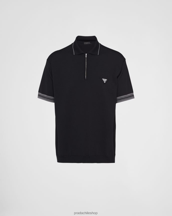 polo de lana superfina hombres 6PH66B1836 Prada vestir negro