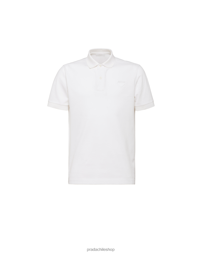 polo de piqué hombres 6PH66B1995 Prada vestir blanco