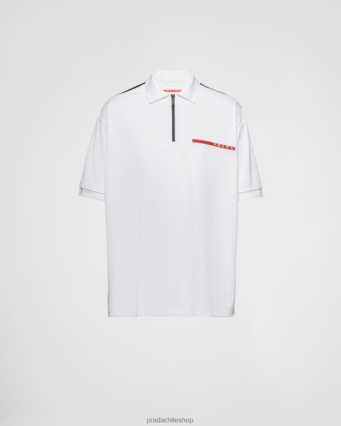 polo de piqué hombres 6PH66B2684 Prada vestir blanco