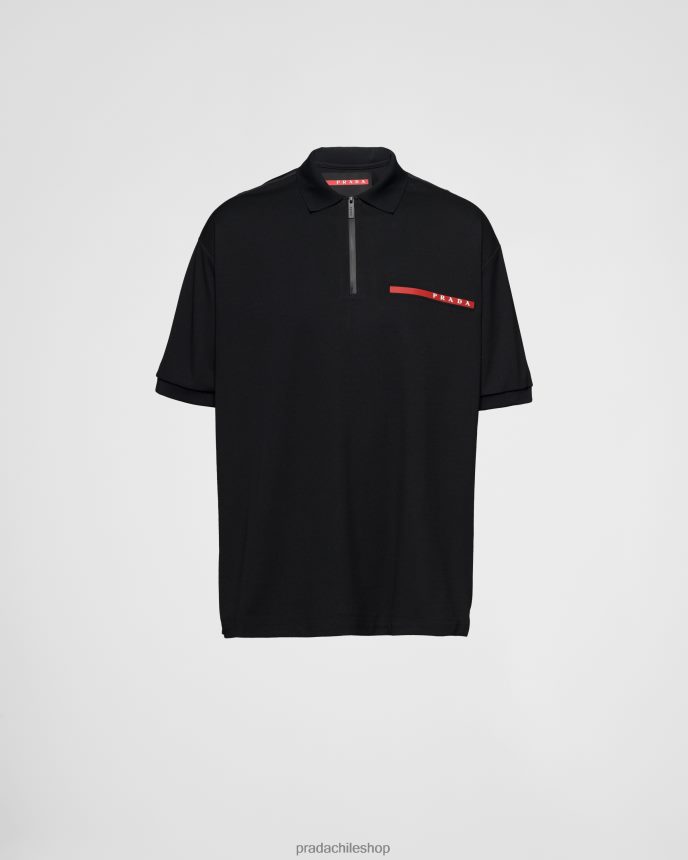 polo de piqué hombres 6PH66B2694 Prada vestir negro