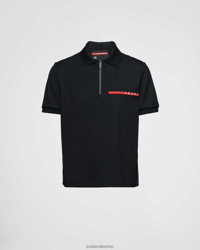 polo de piqué hombres 6PH66B2696 Prada vestir negro