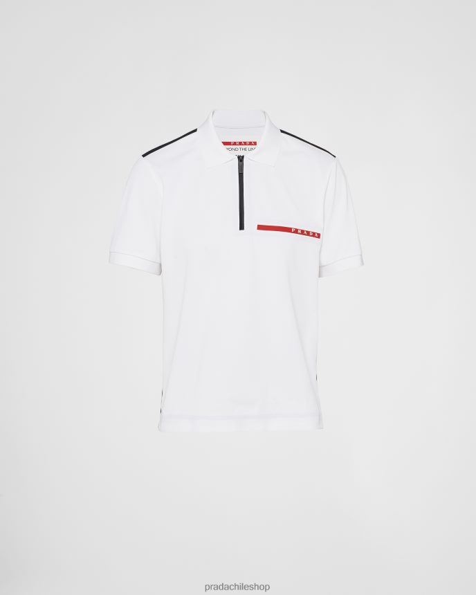 polo de piqué hombres 6PH66B2701 Prada vestir blanco