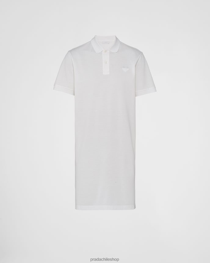 polo largo de piqué mujer 6PH66B1594 Prada vestir blanco