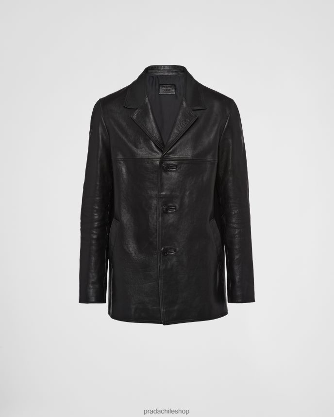 chaquetón de cuero hombres 6PH66B1732 Prada vestir negro