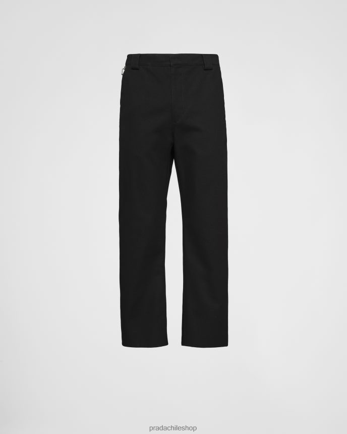 pantalones de algodón hombres 6PH66B1966 Prada vestir negro