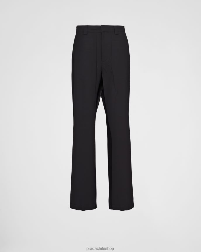 pantalones de lana hombres 6PH66B1812 Prada vestir negro