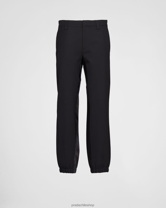 pantalones de lana hombres 6PH66B1813 Prada vestir negro