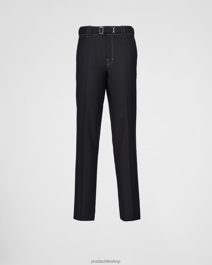 pantalones de lana hombres 6PH66B1814 Prada vestir negro