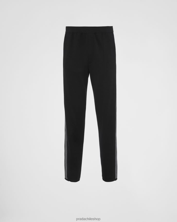 pantalones de lana superfina hombres 6PH66B1844 Prada vestir negro