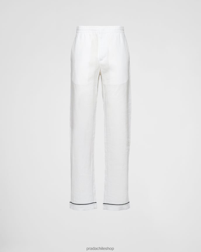 pantalones de lino hombres 6PH66B1896 Prada vestir blanco