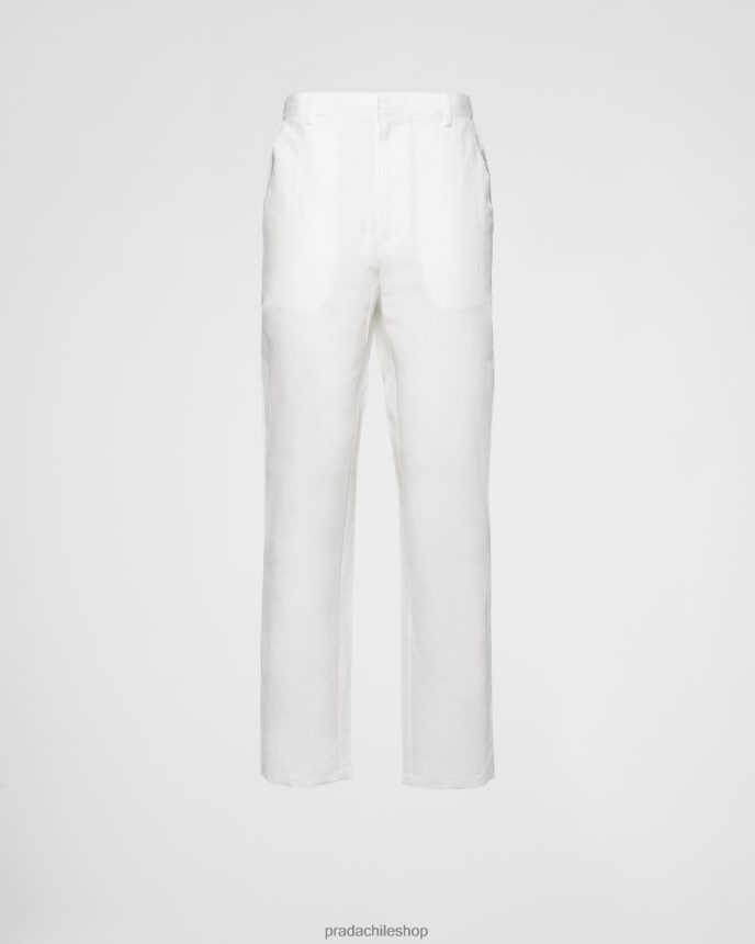 pantalones de mezcla de lino hombres 6PH66B1894 Prada vestir blanco