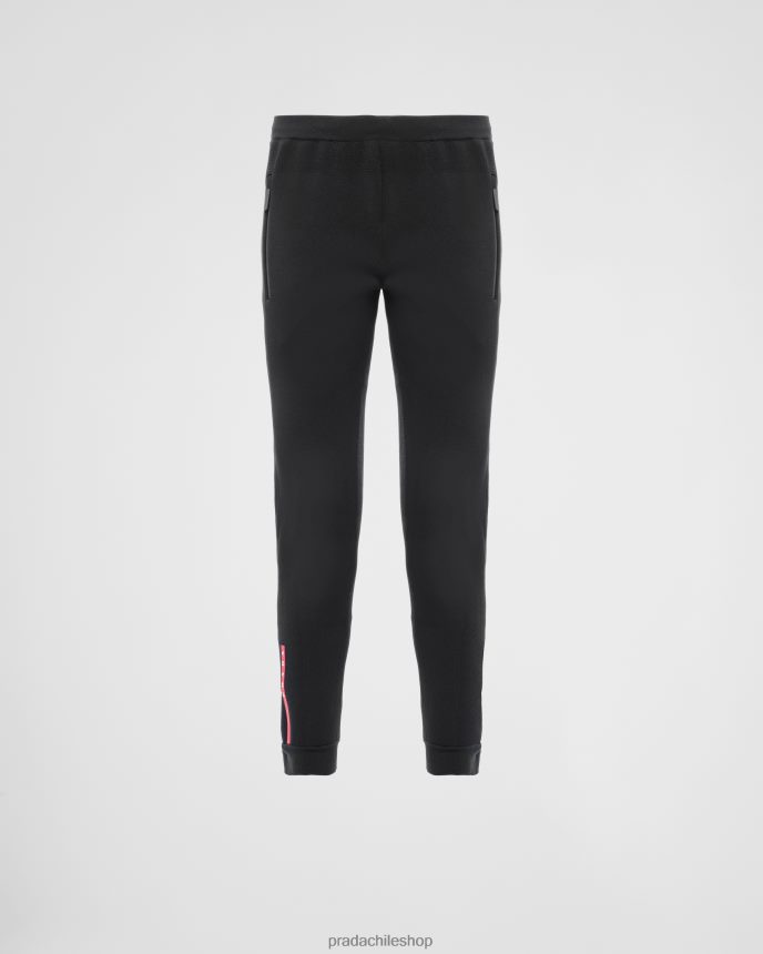 pantalones de piqué técnico hombres 6PH66B2725 Prada vestir negro