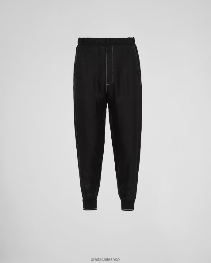 pantalones de seda hombres 6PH66B1815 Prada vestir negro