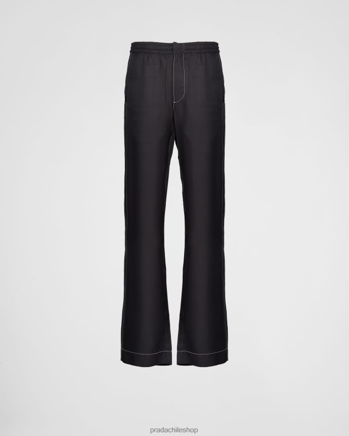 pantalones de seda hombres 6PH66B1816 Prada vestir negro