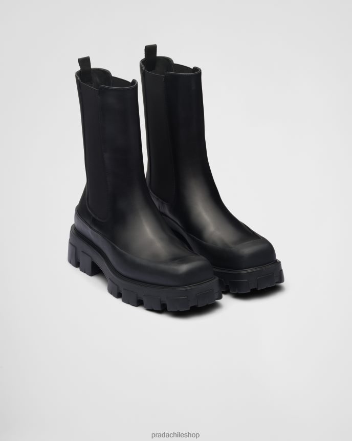 botas chelsea de cuero hombres 6PH66B2200 Prada zapatos negro