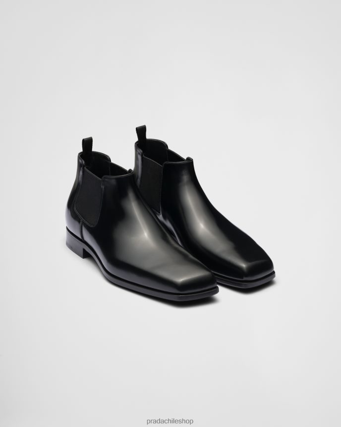 botines chelsea de piel cepillada hombres 6PH66B2252 Prada zapatos negro