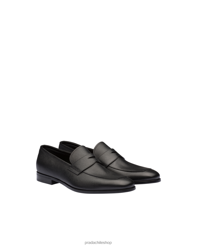 mocasines de piel saffiano hombres 6PH66B2307 Prada zapatos negro