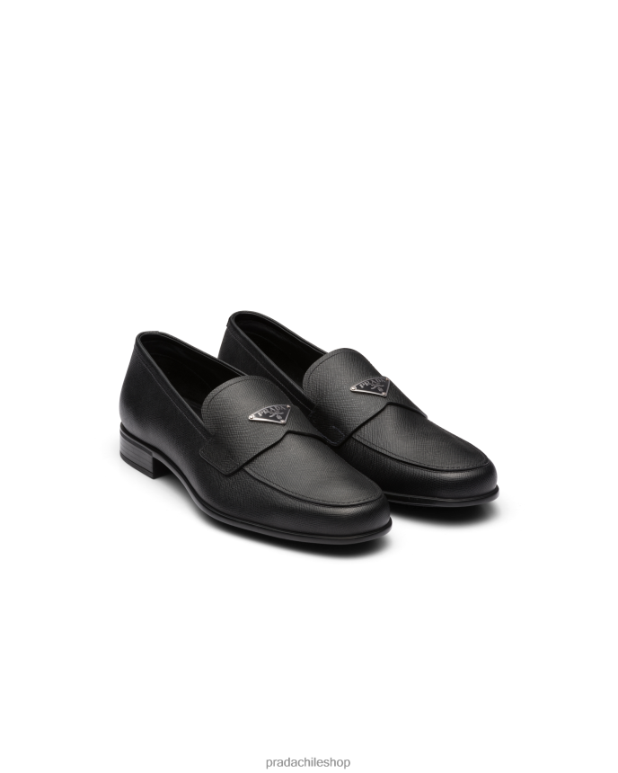 mocasines de piel saffiano hombres 6PH66B2309 Prada zapatos negro