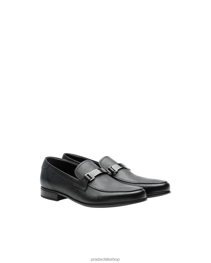 mocasines de piel saffiano hombres 6PH66B2315 Prada zapatos negro