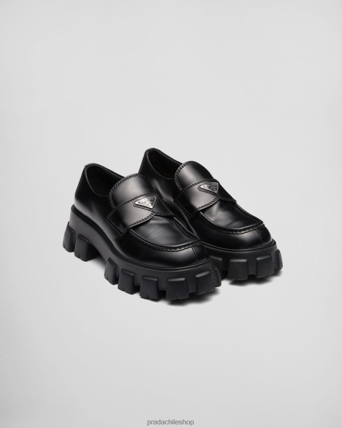 mocasines monolito de piel cepillada hombres 6PH66B2184 Prada zapatos negro