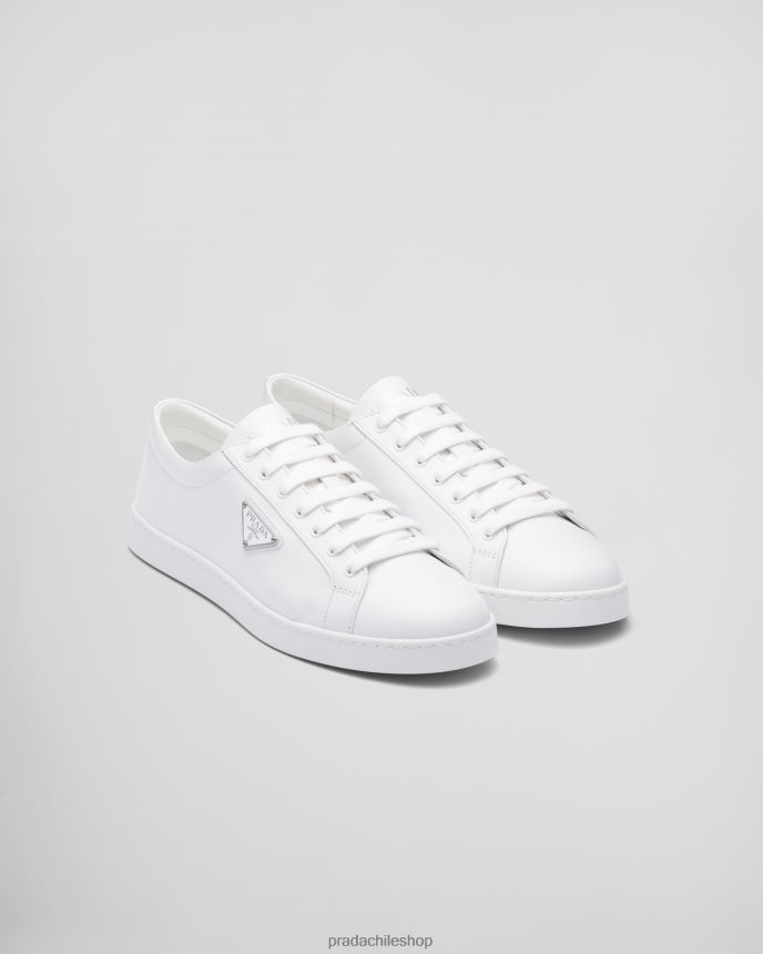 zapatillas de cuero cepilladas hombres 6PH66B2203 Prada zapatos blanco