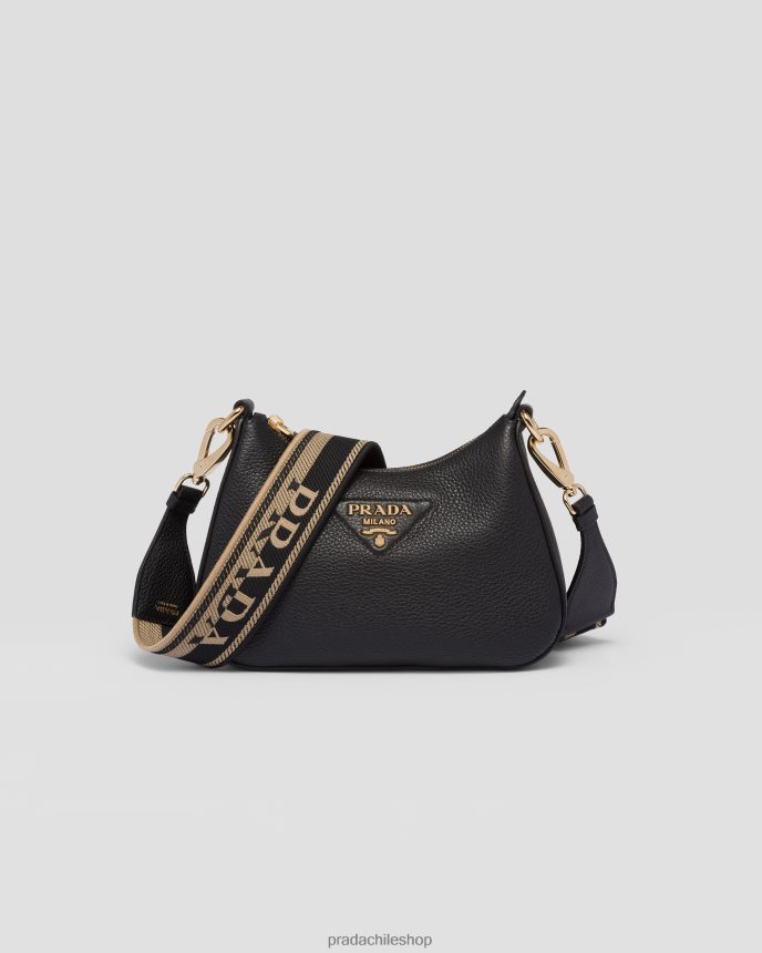 bolso de hombro de cuero mujer 6PH66B785 Prada bolsas negro