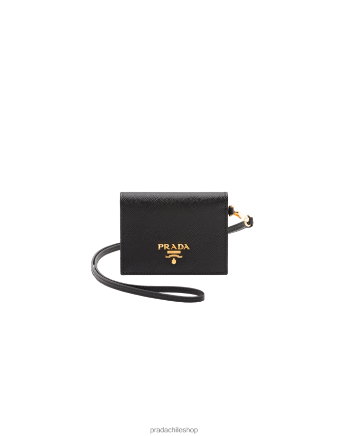 tarjetero de piel saffiano mujer 6PH66B1269 Prada accesorios negro