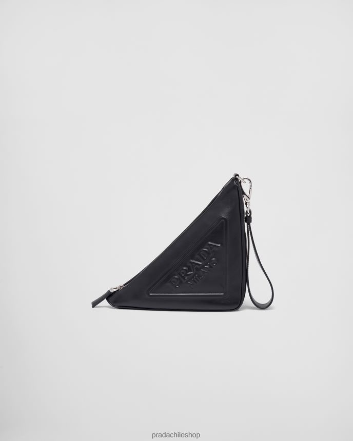 bolsa triangular de cuero mujer 6PH66B798 Prada bolsas negro