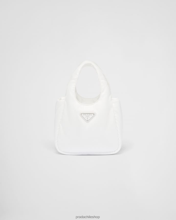 minibolso acolchado suave de renylon mujer 6PH66B712 Prada bolsas blanco