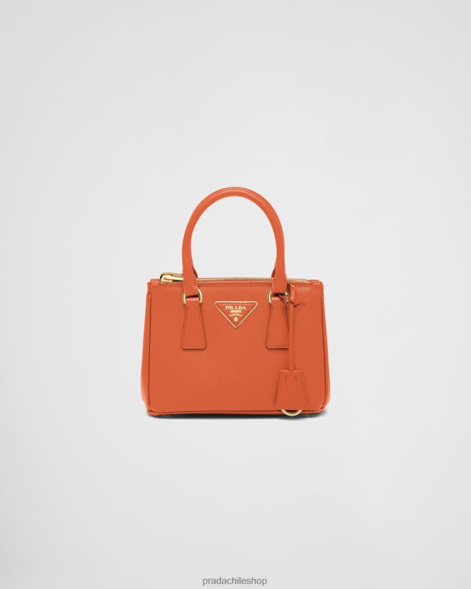 minibolso galleria de piel saffiano mujer 6PH66B619 Prada bolsas naranja