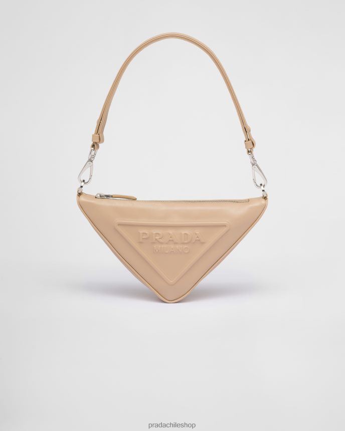 minibolso triangular de cuero mujer 6PH66B794 Prada bolsas arena beige