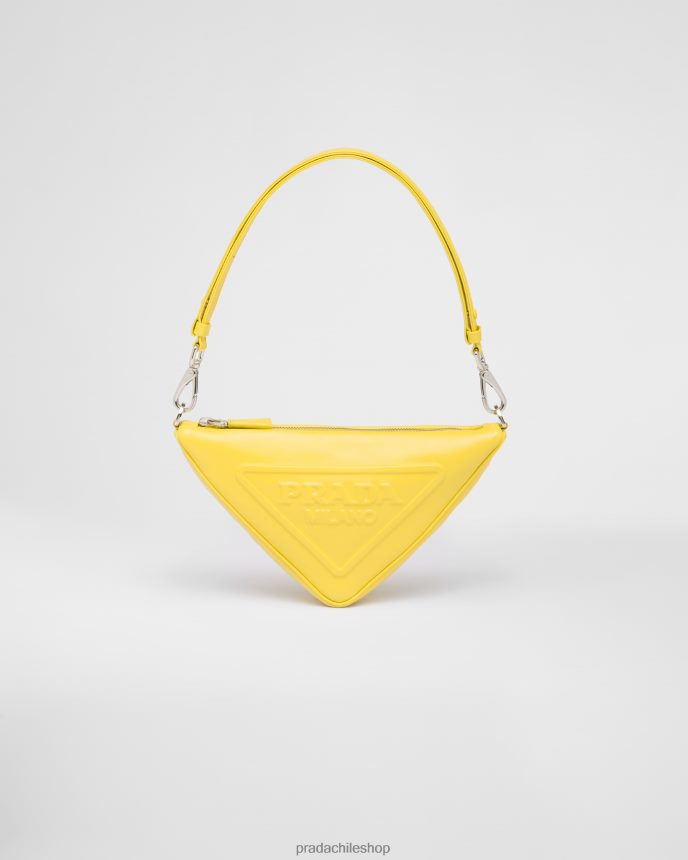 minibolso triangular de cuero mujer 6PH66B795 Prada bolsas amarillo soleado