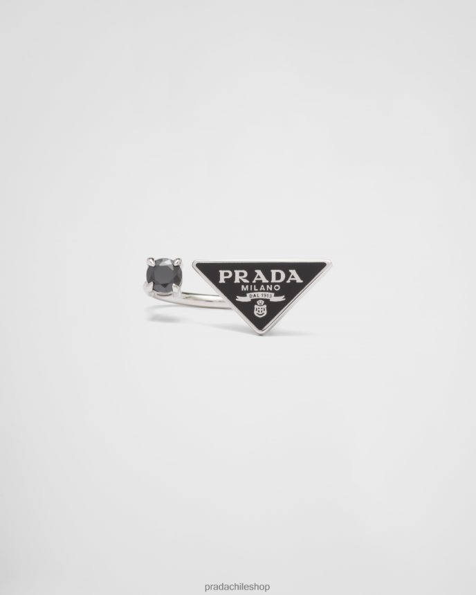 anillo simbolo mujer 6PH66B1508 Prada joyas negro/diamante negro