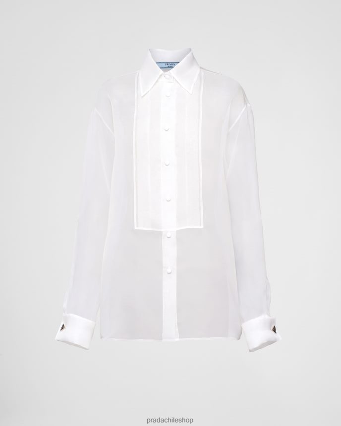 camisa de organza mujer 6PH66B579 Prada vestir blanco