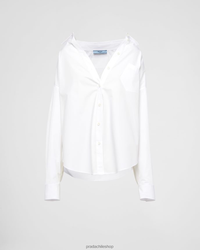 camisa de popelina bordada mujer 6PH66B237 Prada vestir blanco