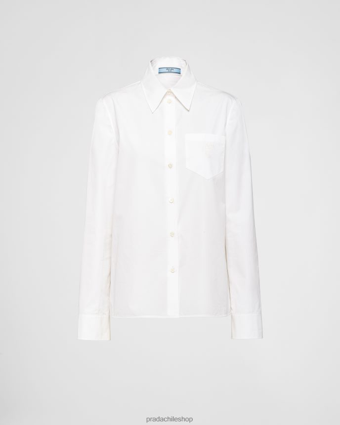 camisa de popelina bordada mujer 6PH66B410 Prada vestir blanco