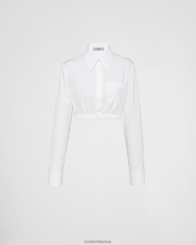 camisa de popelina bordada mujer 6PH66B580 Prada vestir blanco