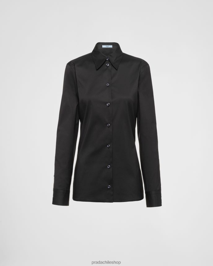 camisa de popelina elástica mujer 6PH66B195 Prada vestir negro