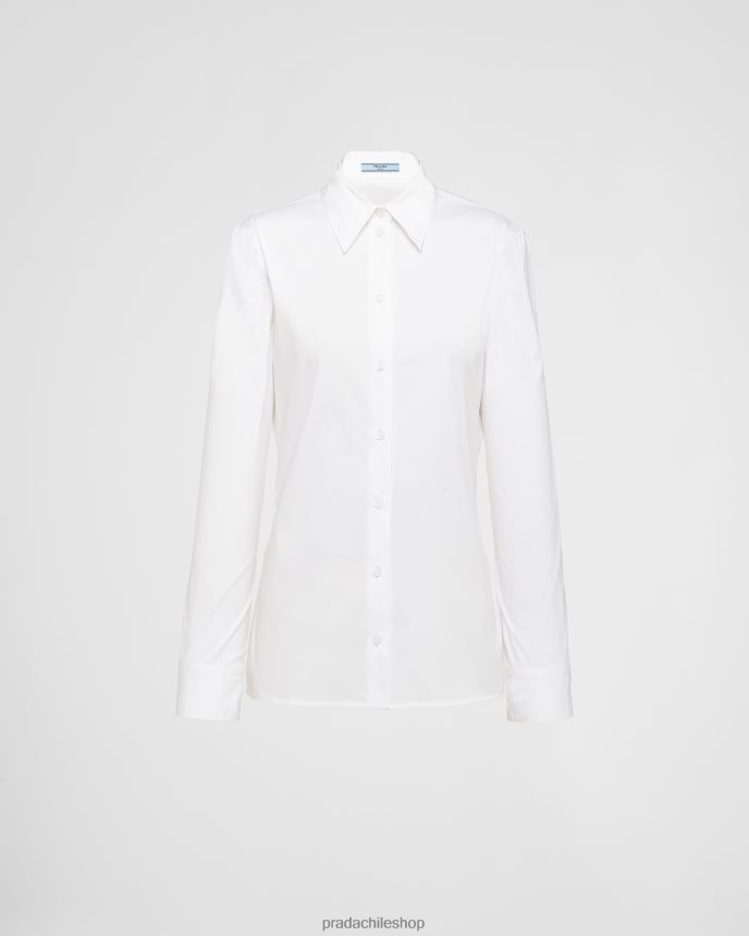 camisa de popelina elástica mujer 6PH66B197 Prada vestir blanco