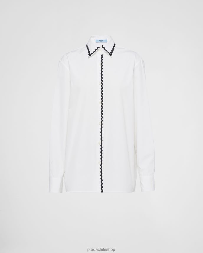 camisa de popelina mujer 6PH66B106 Prada vestir blanco negro