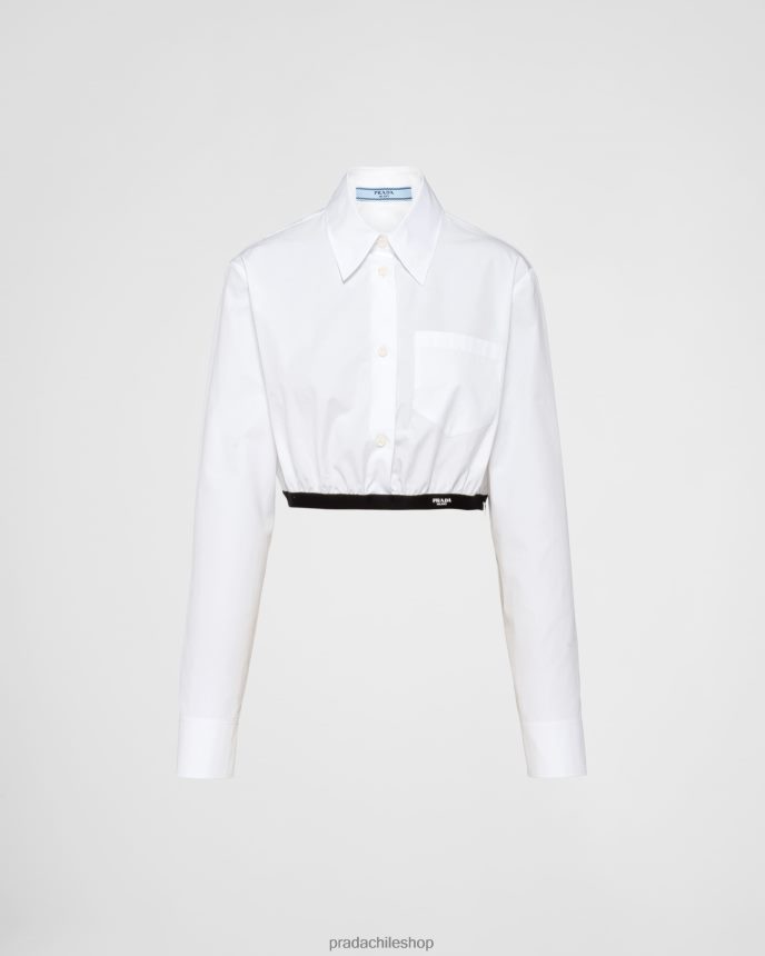 camisa de popelina mujer 6PH66B150 Prada vestir blanco