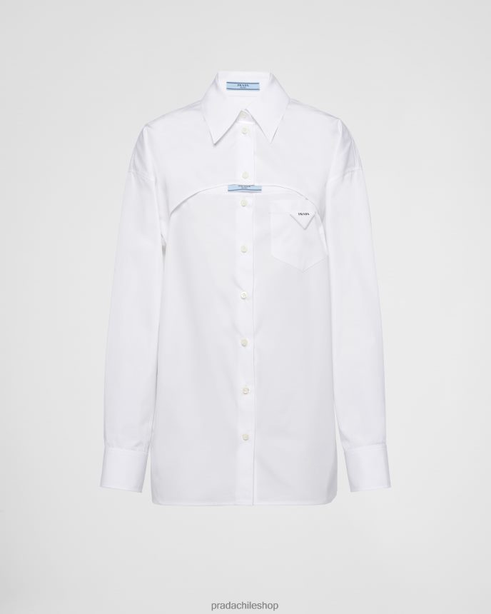 camisa de popelina mujer 6PH66B231 Prada vestir blanco