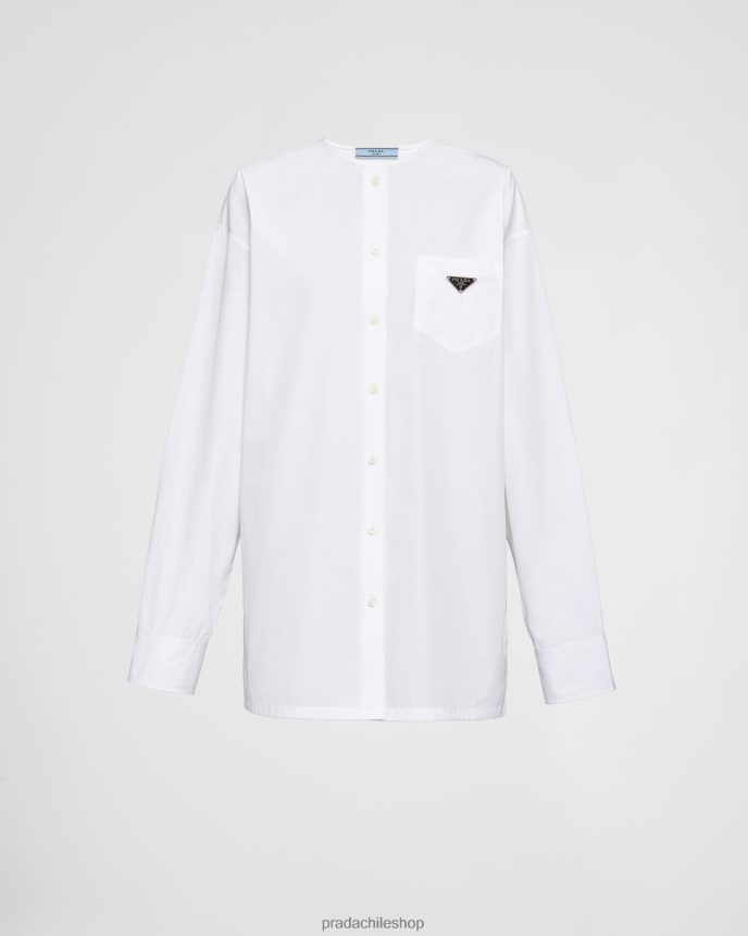 camisa de popelina mujer 6PH66B234 Prada vestir blanco